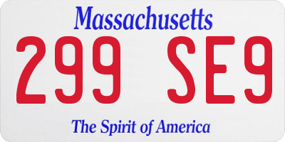 MA license plate 299SE9
