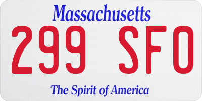 MA license plate 299SF0