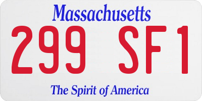 MA license plate 299SF1