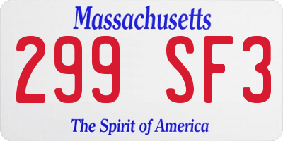MA license plate 299SF3