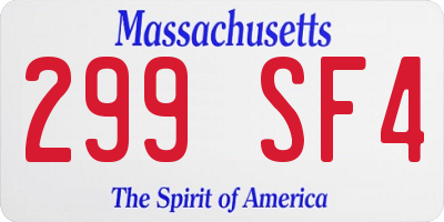 MA license plate 299SF4