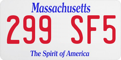 MA license plate 299SF5