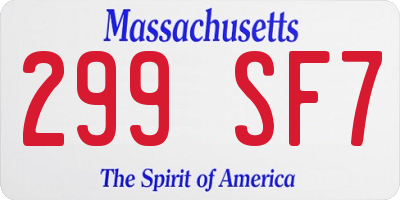 MA license plate 299SF7