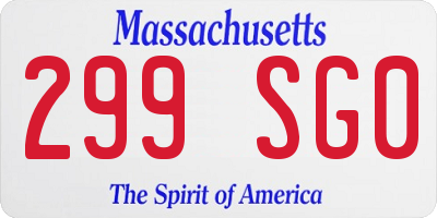 MA license plate 299SG0