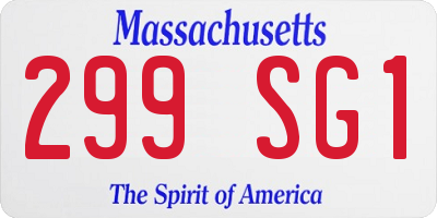 MA license plate 299SG1