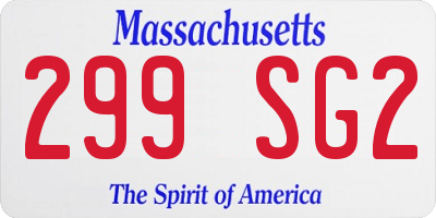 MA license plate 299SG2