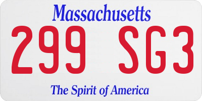 MA license plate 299SG3