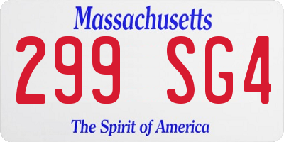 MA license plate 299SG4