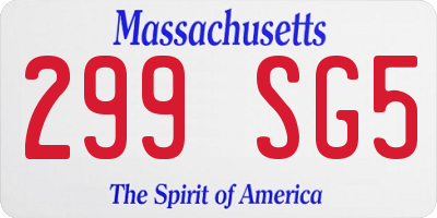 MA license plate 299SG5