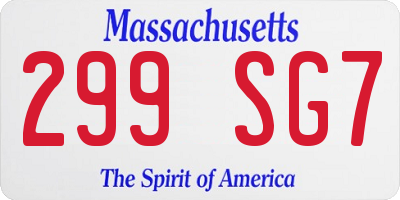 MA license plate 299SG7