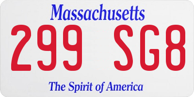 MA license plate 299SG8