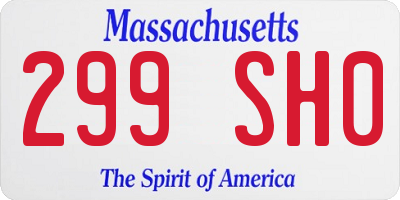 MA license plate 299SH0
