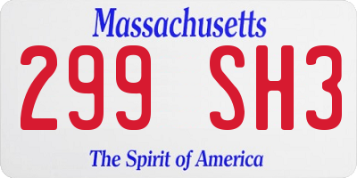 MA license plate 299SH3