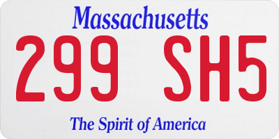 MA license plate 299SH5