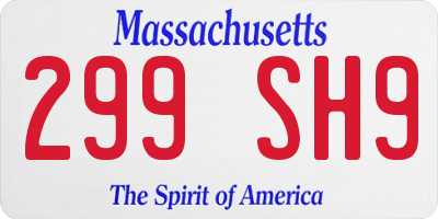 MA license plate 299SH9