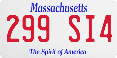 MA license plate 299SI4