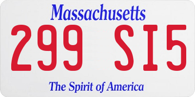 MA license plate 299SI5