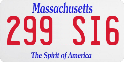 MA license plate 299SI6