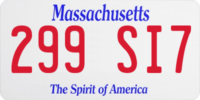 MA license plate 299SI7