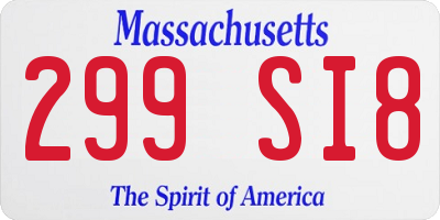 MA license plate 299SI8