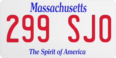 MA license plate 299SJ0