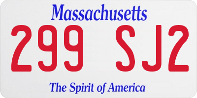 MA license plate 299SJ2