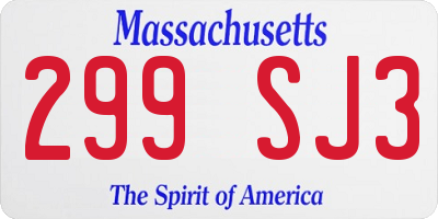 MA license plate 299SJ3
