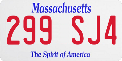 MA license plate 299SJ4