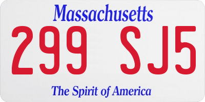 MA license plate 299SJ5