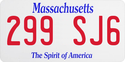 MA license plate 299SJ6