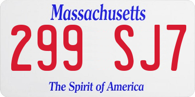 MA license plate 299SJ7