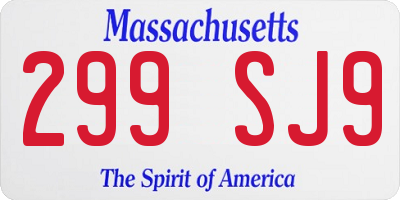 MA license plate 299SJ9