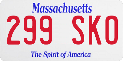 MA license plate 299SK0