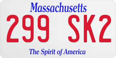 MA license plate 299SK2