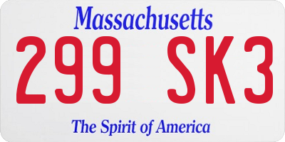 MA license plate 299SK3