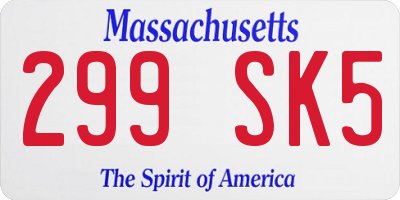 MA license plate 299SK5