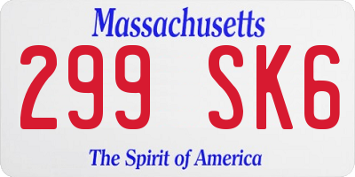 MA license plate 299SK6