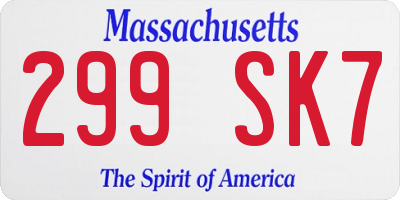 MA license plate 299SK7