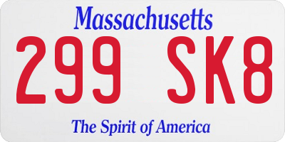 MA license plate 299SK8