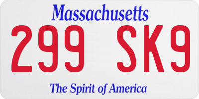 MA license plate 299SK9