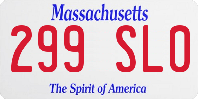 MA license plate 299SL0