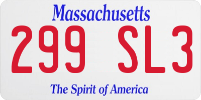 MA license plate 299SL3