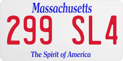 MA license plate 299SL4