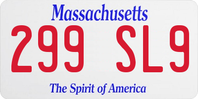 MA license plate 299SL9