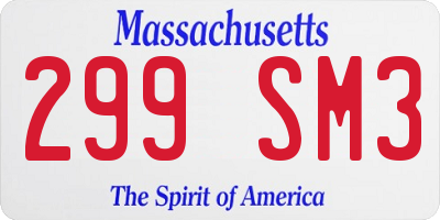 MA license plate 299SM3