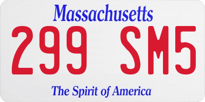 MA license plate 299SM5