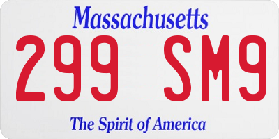 MA license plate 299SM9