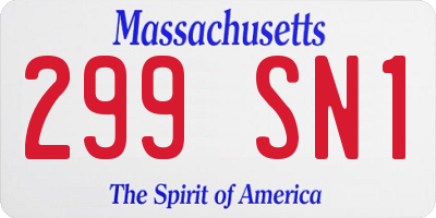 MA license plate 299SN1