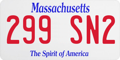 MA license plate 299SN2