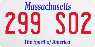 MA license plate 299SO2